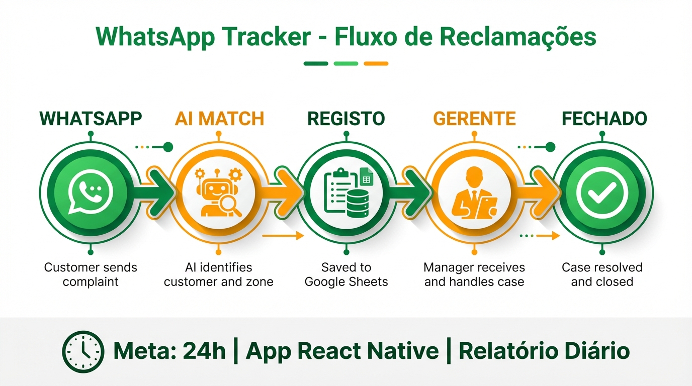Fluxo do sistema de tracking WhatsApp